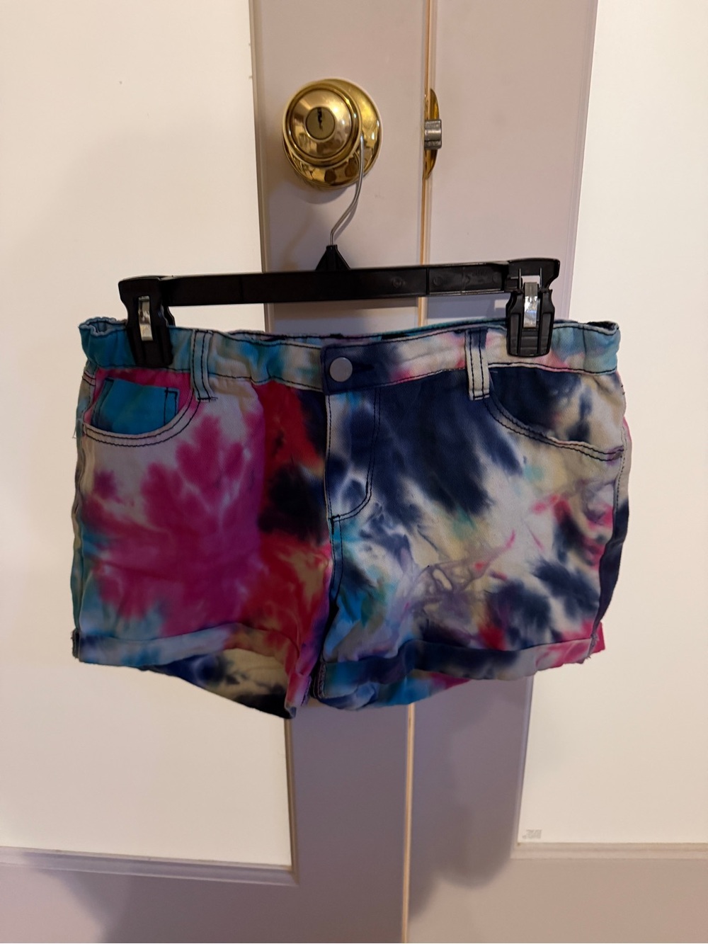 total girl Tie-Dye Denim Jean Shorts - Pink, Blue, White